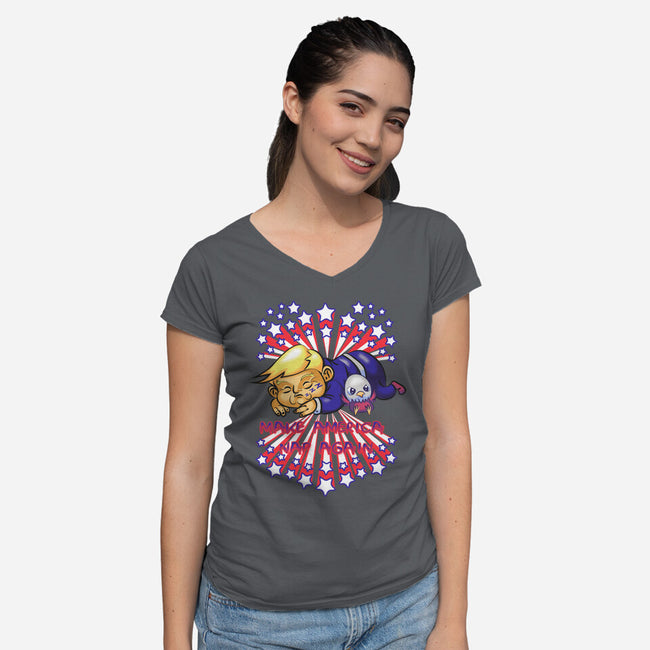 Make America Nap Again-Womens-V-Neck-Tee-Samuel