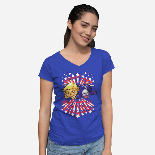 Make America Nap Again-Womens-V-Neck-Tee-Samuel
