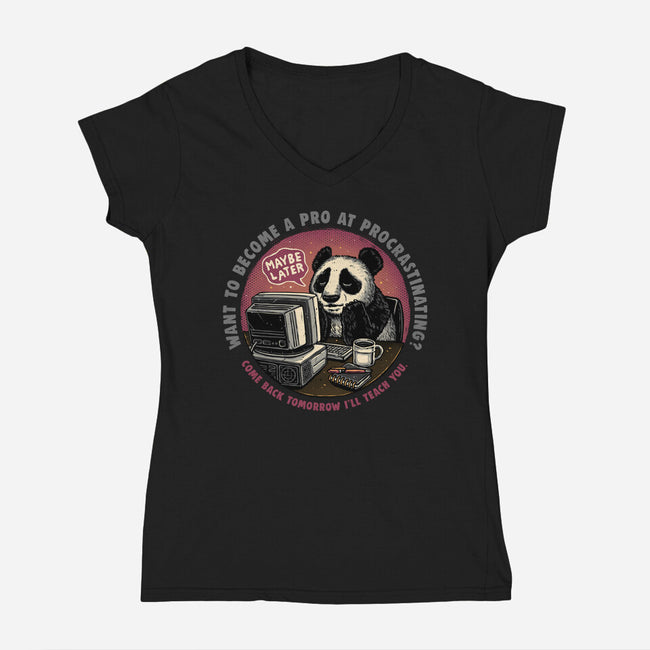 Become A Pro At Procrastinating-Womens-V-Neck-Tee-glitchygorilla
