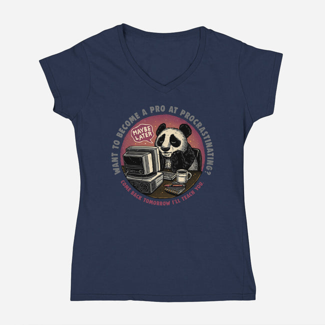 Become A Pro At Procrastinating-Womens-V-Neck-Tee-glitchygorilla