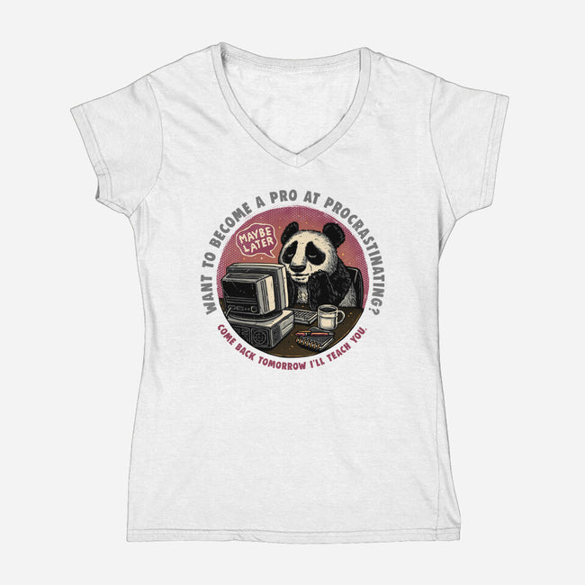 Become A Pro At Procrastinating-Womens-V-Neck-Tee-glitchygorilla