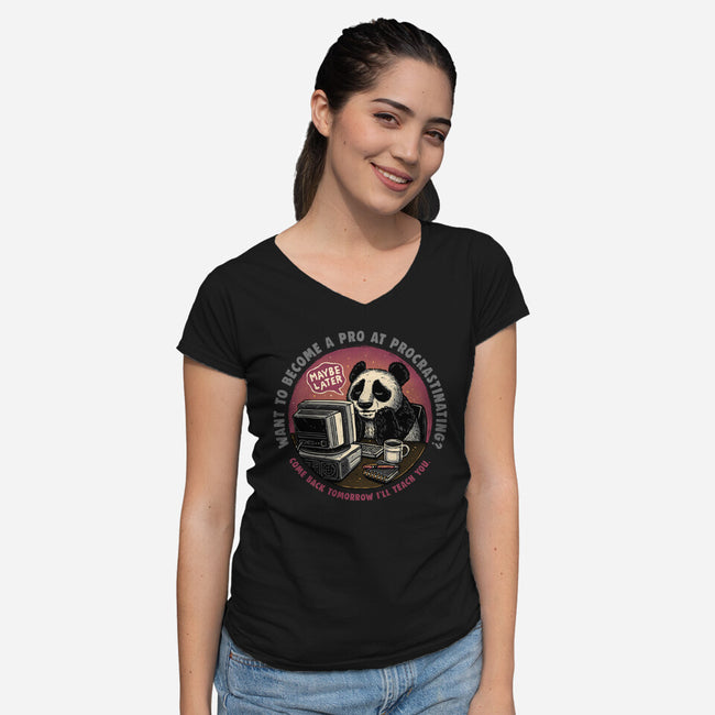 Become A Pro At Procrastinating-Womens-V-Neck-Tee-glitchygorilla