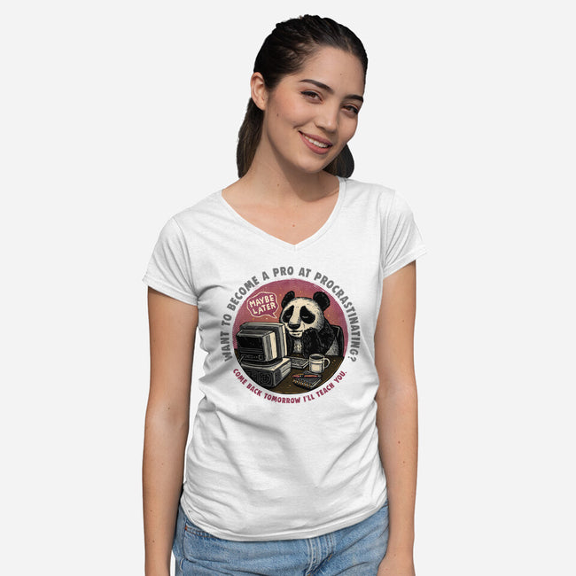 Become A Pro At Procrastinating-Womens-V-Neck-Tee-glitchygorilla