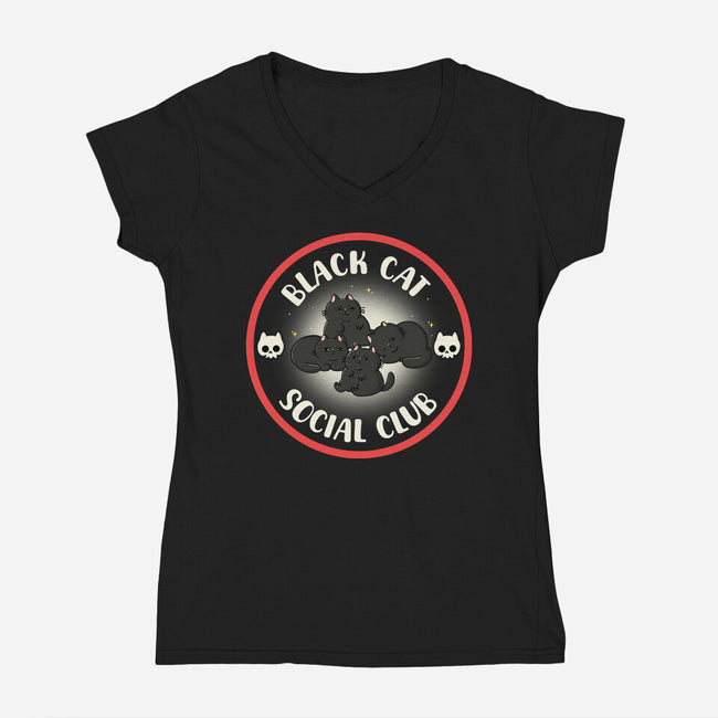 Black Cat Social Club-Womens-V-Neck-Tee-Freecheese