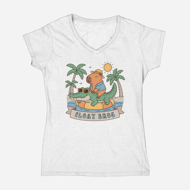 Float Bros-Womens-V-Neck-Tee-GODZILLARGE