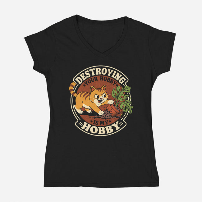 My Hobby Is Destruction-Womens-V-Neck-Tee-Popnotic