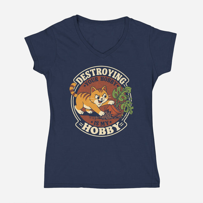 My Hobby Is Destruction-Womens-V-Neck-Tee-Popnotic
