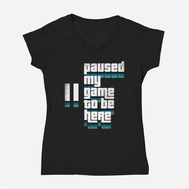 Paused My Game-Womens-V-Neck-Tee-rocketman_art