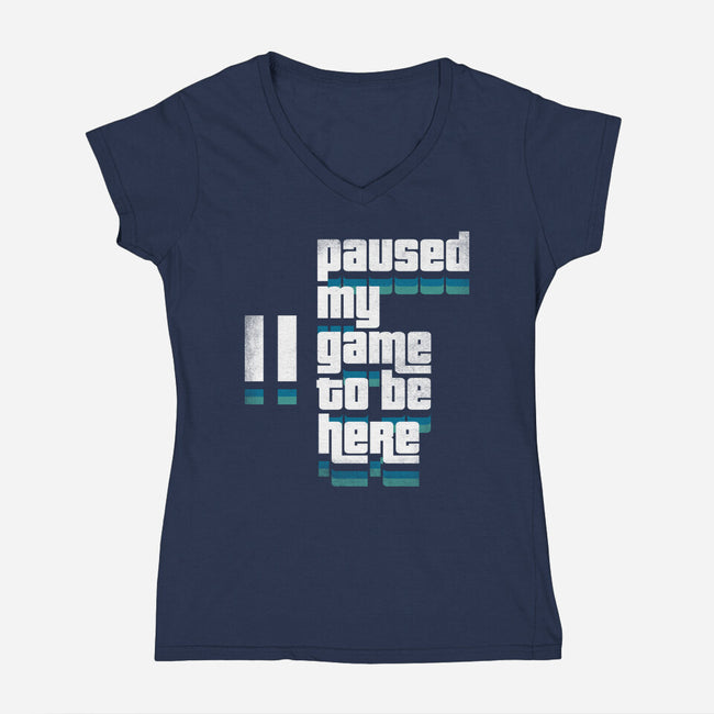 Paused My Game-Womens-V-Neck-Tee-rocketman_art