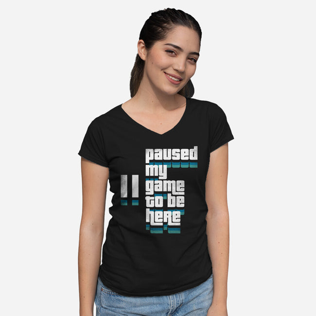 Paused My Game-Womens-V-Neck-Tee-rocketman_art