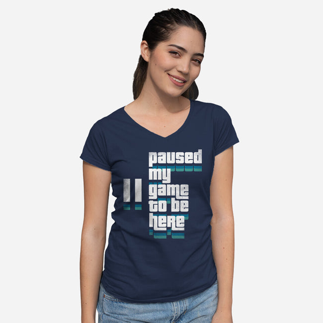 Paused My Game-Womens-V-Neck-Tee-rocketman_art