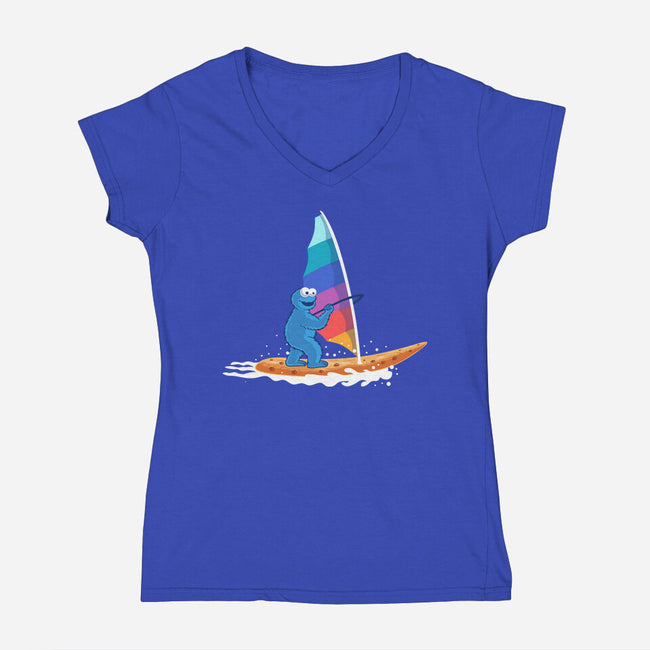Cookie Windsurfing-Womens-V-Neck-Tee-erion_designs