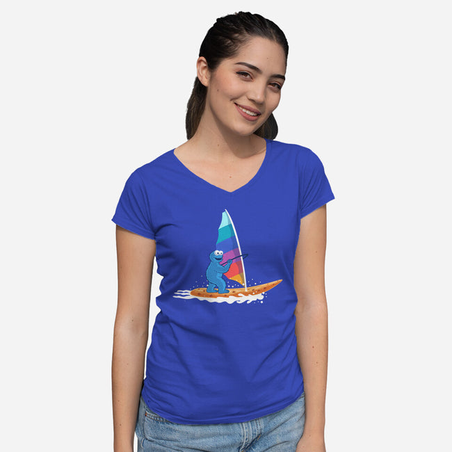 Cookie Windsurfing-Womens-V-Neck-Tee-erion_designs
