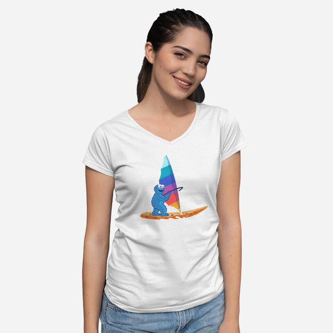 Cookie Windsurfing-Womens-V-Neck-Tee-erion_designs