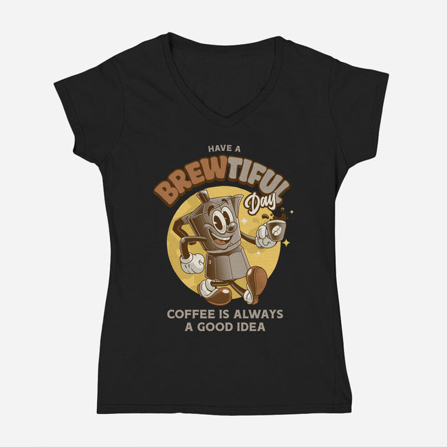 Have A Brewtiful Day-Womens-V-Neck-Tee-Angoes25