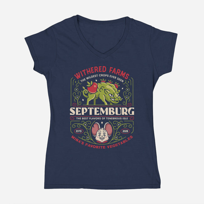 Septemburg Withered Farms Crest-Womens-V-Neck-Tee-LAGELANTEE