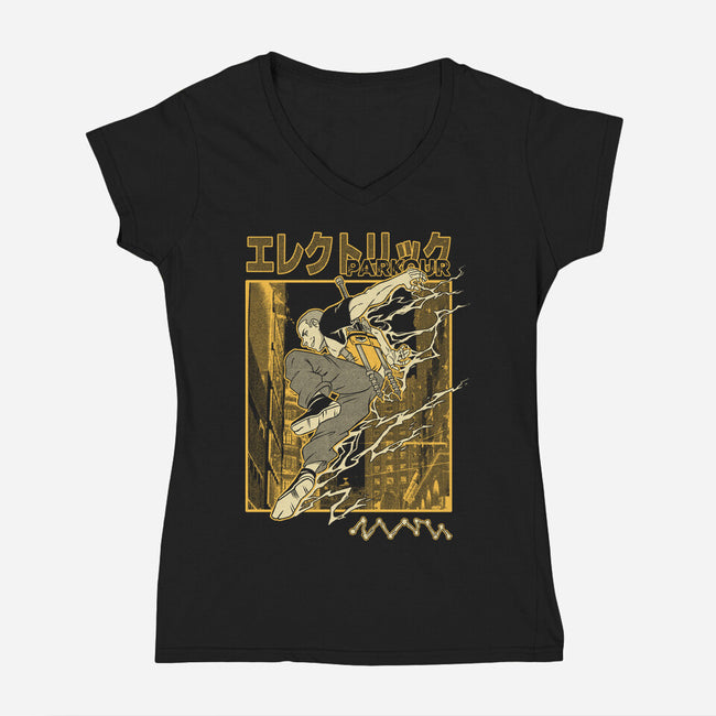 Electric Parkour-Womens-V-Neck-Tee-Henrique Torres