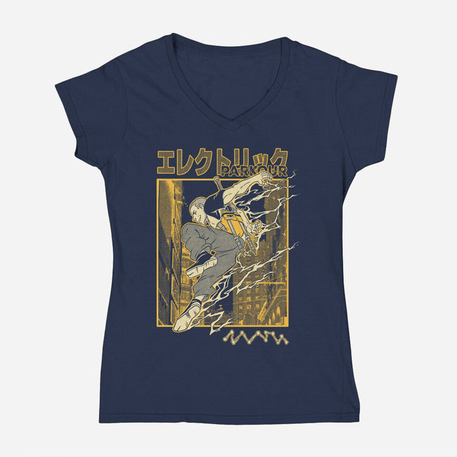 Electric Parkour-Womens-V-Neck-Tee-Henrique Torres