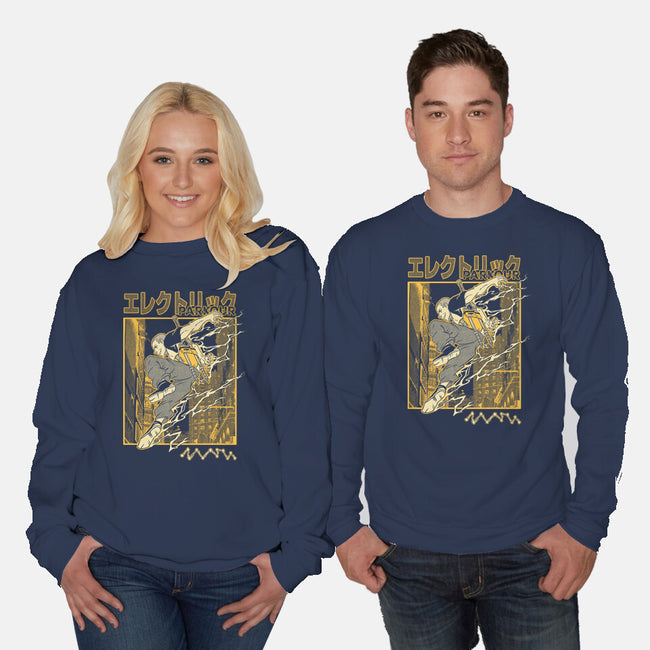 Electric Parkour-Unisex-Crew Neck-Sweatshirt-Henrique Torres