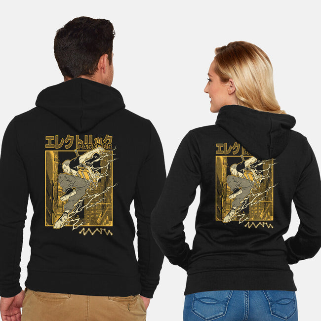 Electric Parkour-Unisex-Zip-Up-Sweatshirt-Henrique Torres