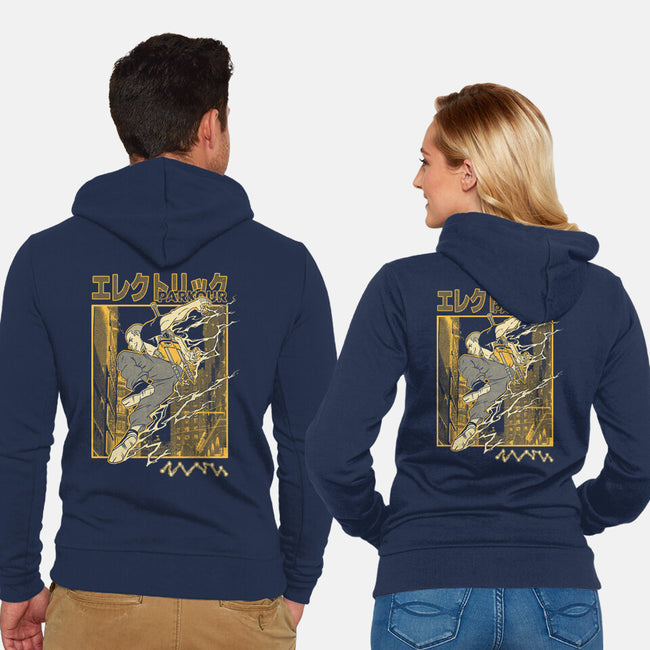 Electric Parkour-Unisex-Zip-Up-Sweatshirt-Henrique Torres