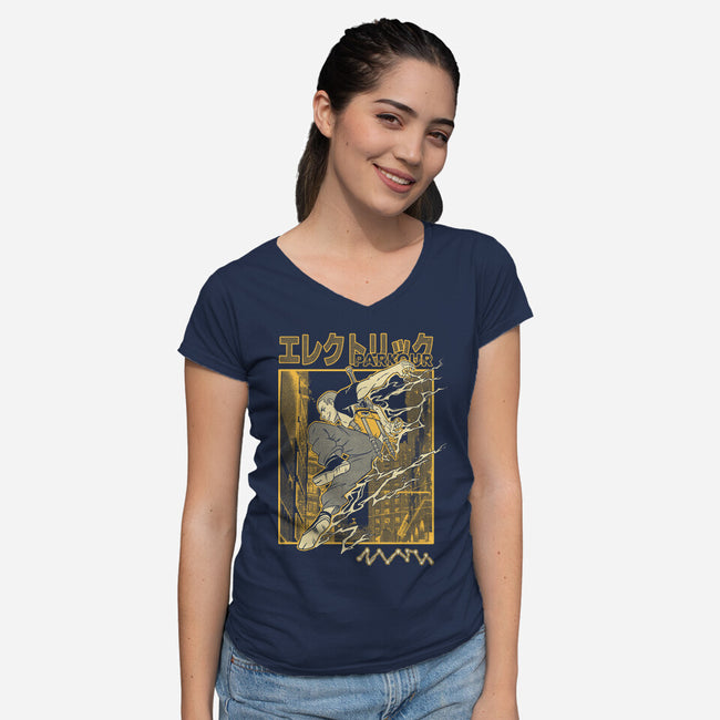 Electric Parkour-Womens-V-Neck-Tee-Henrique Torres