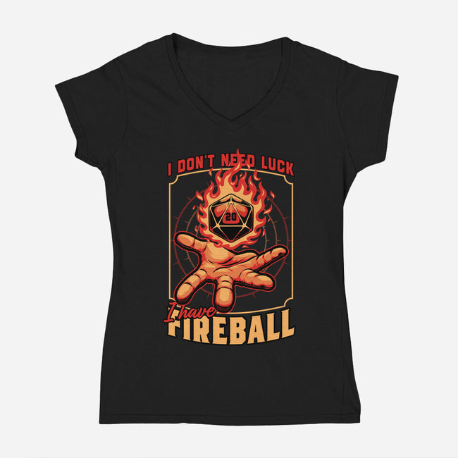 RPG Dice Luck Fireball-Womens-V-Neck-Tee-Studio Mootant