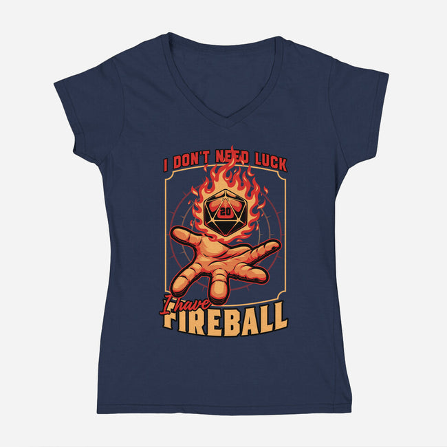 RPG Dice Luck Fireball-Womens-V-Neck-Tee-Studio Mootant