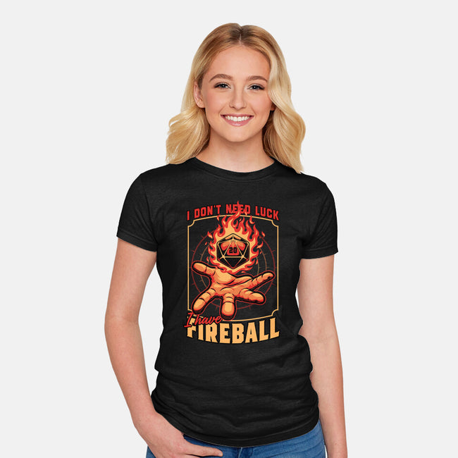 RPG Dice Luck Fireball-Womens-Fitted-Tee-Studio Mootant