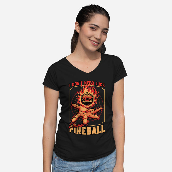RPG Dice Luck Fireball-Womens-V-Neck-Tee-Studio Mootant