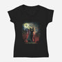 Cat Signal-Womens-V-Neck-Tee-zascanauta