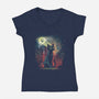 Cat Signal-Womens-V-Neck-Tee-zascanauta