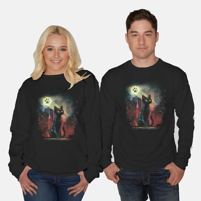 Cat Signal-Unisex-Crew Neck-Sweatshirt-zascanauta