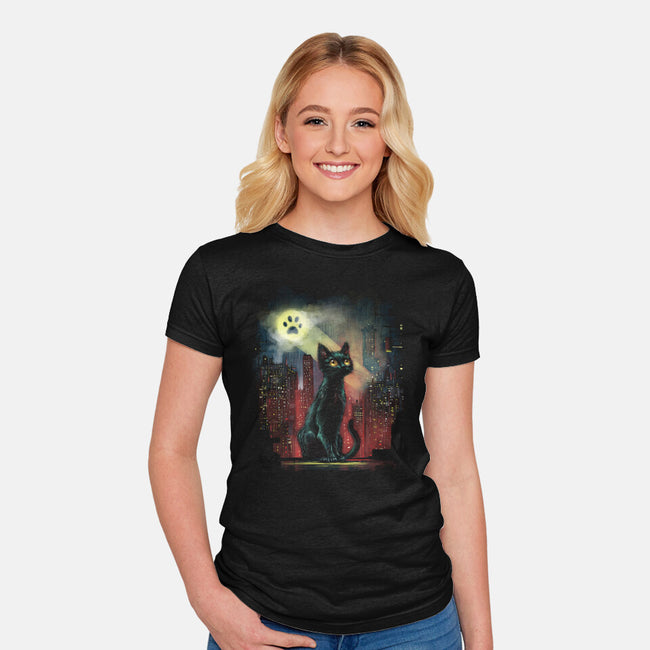 Cat Signal-Womens-Fitted-Tee-zascanauta