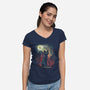 Cat Signal-Womens-V-Neck-Tee-zascanauta