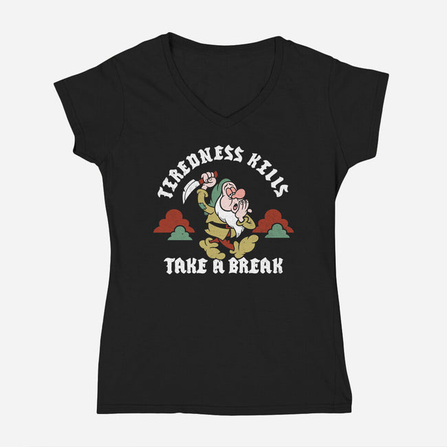 Tiredness Kills PSA-Womens-V-Neck-Tee-Nemons