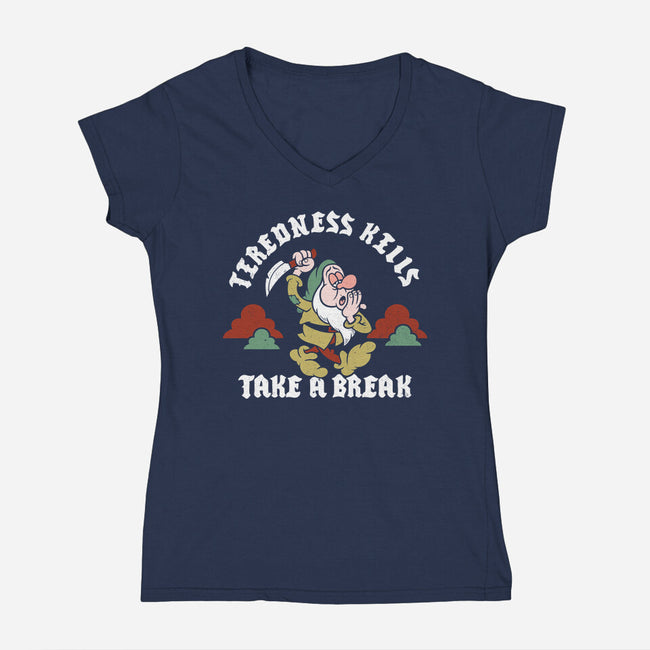 Tiredness Kills PSA-Womens-V-Neck-Tee-Nemons