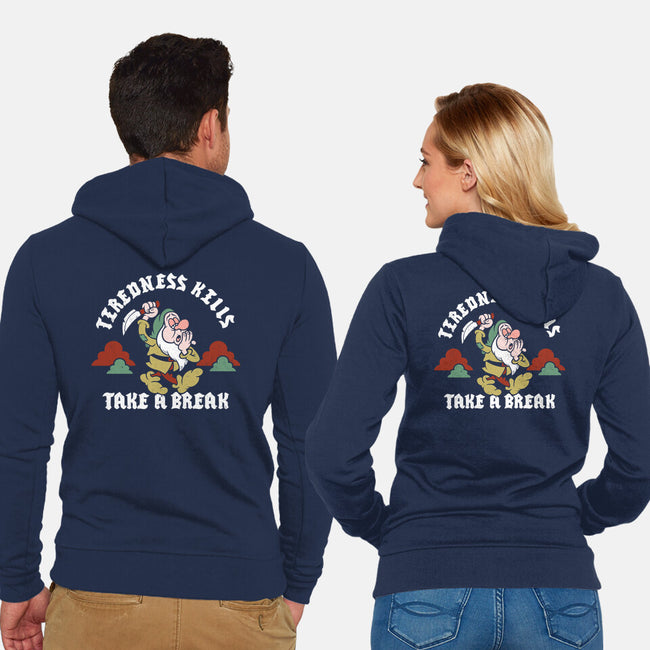 Tiredness Kills PSA-Unisex-Zip-Up-Sweatshirt-Nemons