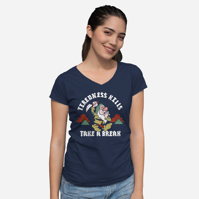 Tiredness Kills PSA-Womens-V-Neck-Tee-Nemons