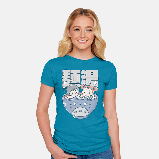 Noodle Bath-Womens-Fitted-Tee-GODZILLARGE