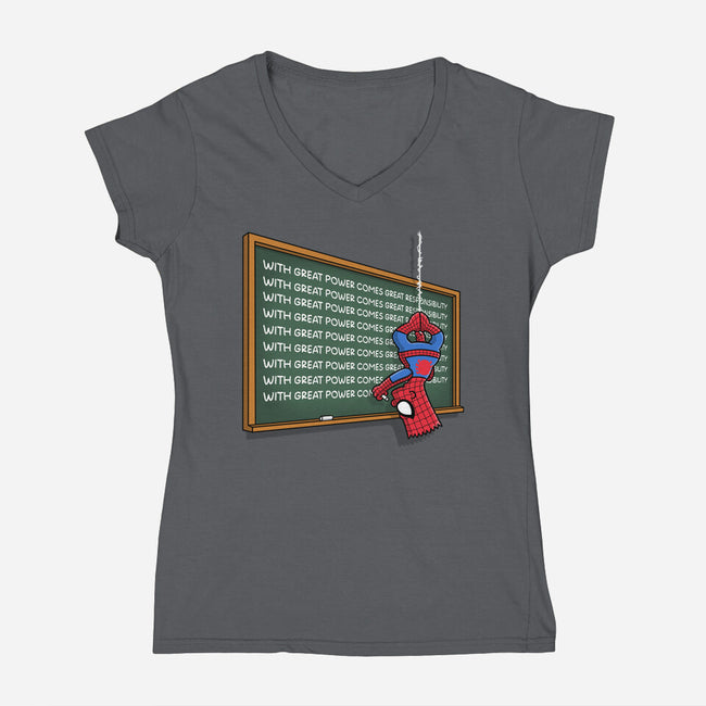 Spider Detention-Womens-V-Neck-Tee-Barbadifuoco