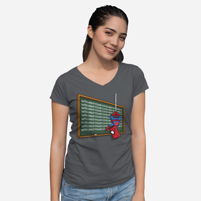 Spider Detention-Womens-V-Neck-Tee-Barbadifuoco