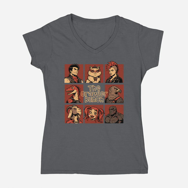 Dungeon Crawler Bunch-Womens-V-Neck-Tee-Studio Mootant