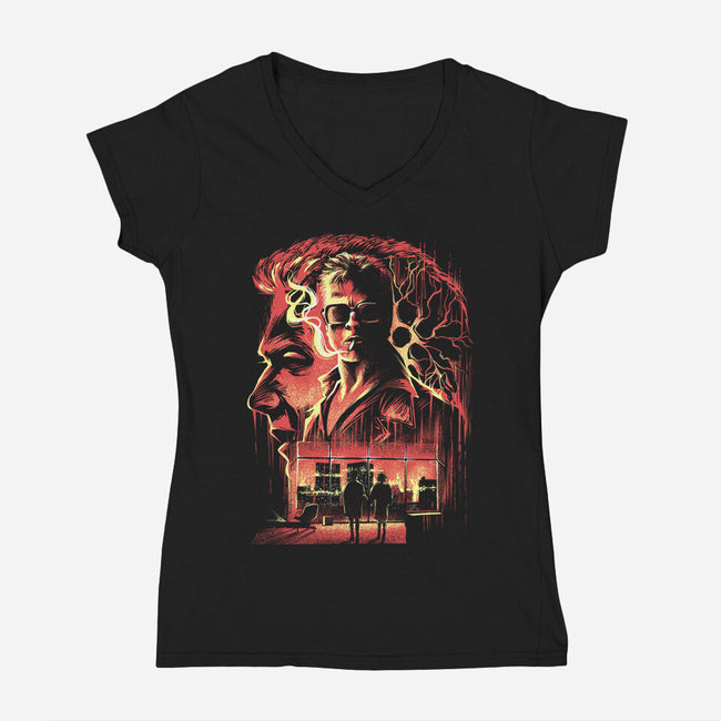 Where Is My Mind-Womens-V-Neck-Tee-zascanauta
