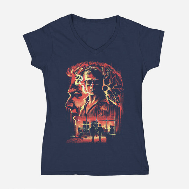 Where Is My Mind-Womens-V-Neck-Tee-zascanauta