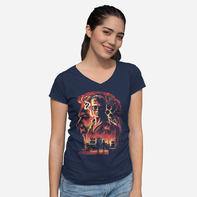 Where Is My Mind-Womens-V-Neck-Tee-zascanauta
