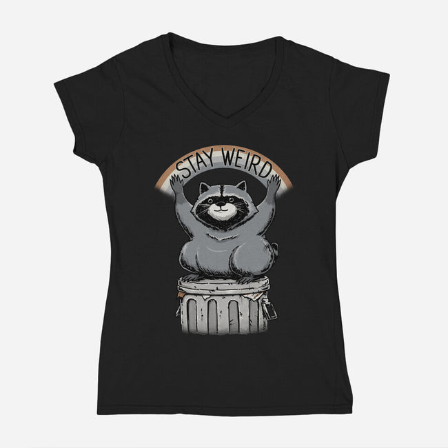 Just Stay Weird-Womens-V-Neck-Tee-pigboom