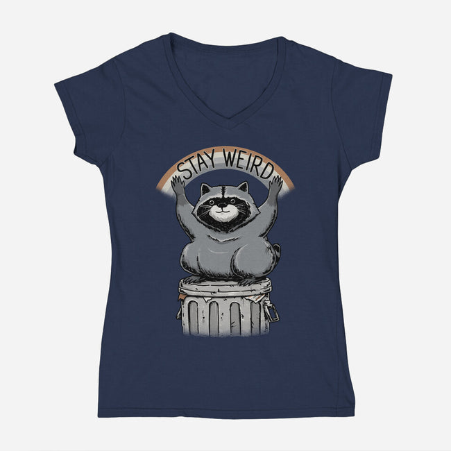Just Stay Weird-Womens-V-Neck-Tee-pigboom
