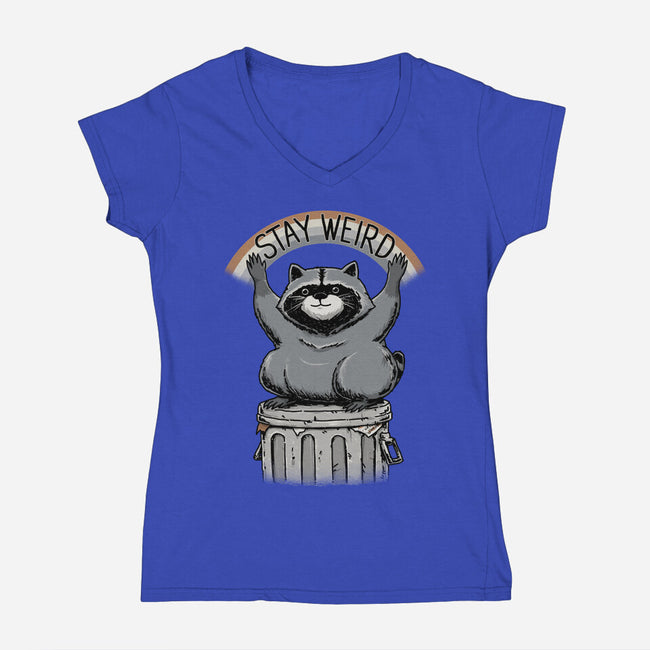 Just Stay Weird-Womens-V-Neck-Tee-pigboom