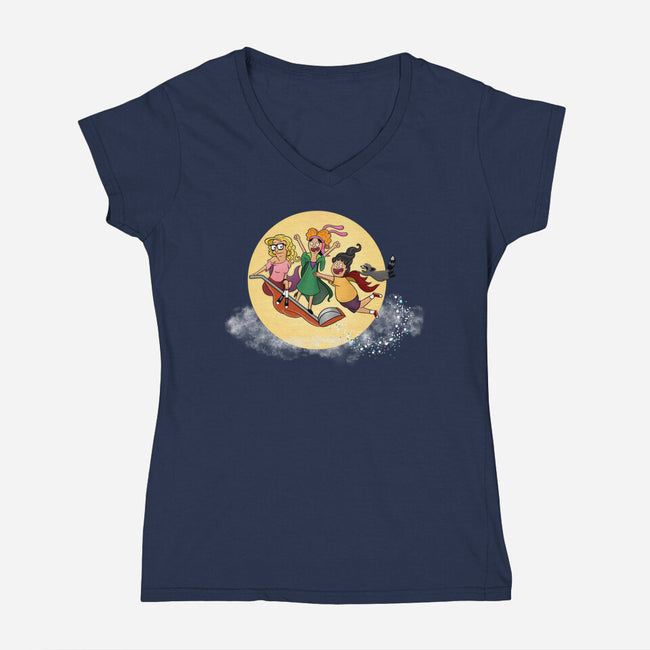 Belchers We Fly-Womens-V-Neck-Tee-DrawnByBryan